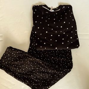 Joyspun Black And White Polka Dot Velour Jammie Set